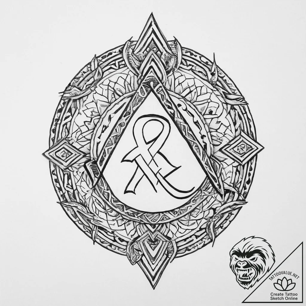 98. tattoo sketch: "bereginya" rune with a sm... - tattoo sketch (№1754041088_0, 01.08.2025 09:38) — tattoovalue.net