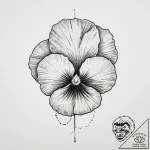 Pansy, ink illustration for tattoo, black and… – tattoo sketch (№1754041291_0, 01.08.2025 09:41) — tattoovalue.net
