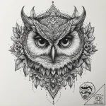 Tattoo design a powerful, unblinking owl’s ey… – tattoo sketch (№1754041694_0, 01.08.2025 09:48) — tattoovalue.net