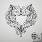 Tattoo design two foxes, their tails forming… – tattoo sketch (№1754042302_0, 01.08.2025 09:58) — tattoovalue.net
