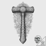 The worn, wooden handle of a well-used hammer… – tattoo sketch (№1754042510_0, 01.08.2025 10:01) — tattoovalue.net