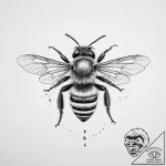 A close-up of a bee covered in pollen. – tattoo sketch (№1754042714_0, 01.08.2025 10:05) — tattoovalue.net
