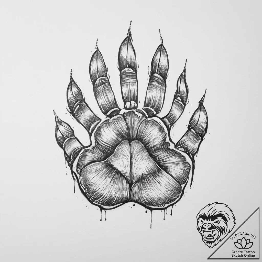 Bear's paw - tattoo sketch (№1754043527_0, 01.08.2025 10:18) — tattoovalue.net