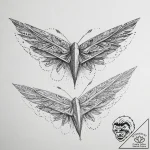 Tattoo design a small paper airplane flying f… – tattoo sketch (№1754043932_0, 01.08.2025 10:25) — tattoovalue.net