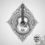 Guitar, ink illustration for tattoo, detailed… – tattoo sketch (№1754046195_0, 01.08.2025 11:03) — tattoovalue.net