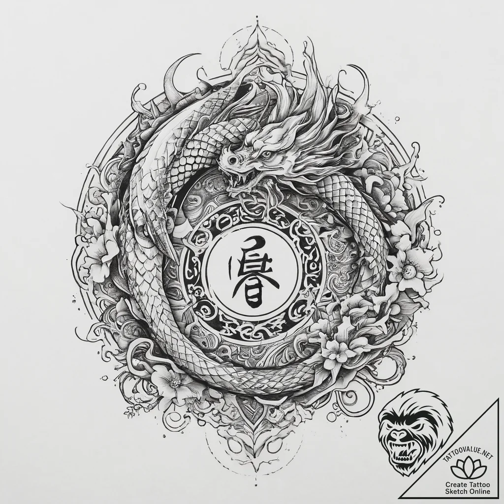 135. tattoo sketch: "klad" rune surrounded by... - tattoo sketch (№1754046396_0, 01.08.2025 11:06) — tattoovalue.net