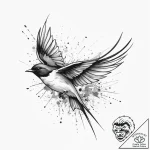 Swallow, concept art for tattoo, clean lines,… – tattoo sketch (№1754046797_0, 01.08.2025 11:13) — tattoovalue.net