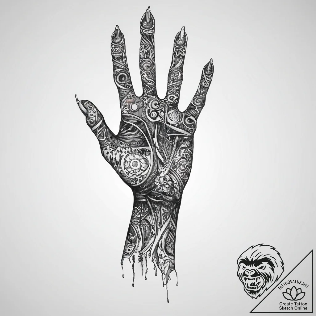 Tattoo design a zombie's decaying hand reachi... - tattoo sketch (№1754046999_0, 01.08.2025 11:16) — tattoovalue.net