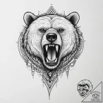 Tattoo sketch a bear’s head roaring, with tri… – tattoo sketch (№1754047404_0, 01.08.2025 11:23) — tattoovalue.net