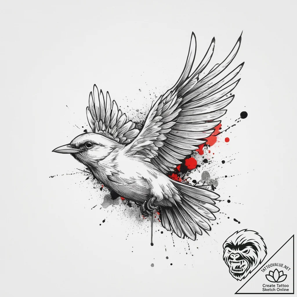 Tattoo sketch a cloud turning into a bird in... - tattoo sketch (№1754047605_0, 01.08.2025 11:26) — tattoovalue.net