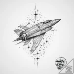 Tattoo design a retro pixelated spaceship fly… – tattoo sketch (№1754048015_0, 01.08.2025 11:33) — tattoovalue.net