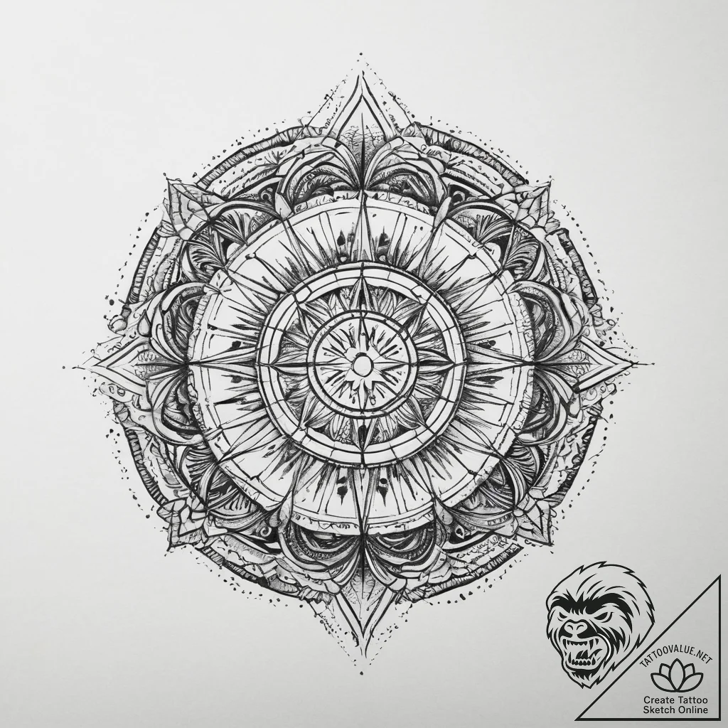 A sunbeam piercing through the canopy of a de... - tattoo sketch (№1754048220_0, 01.08.2025 11:37) — tattoovalue.net
