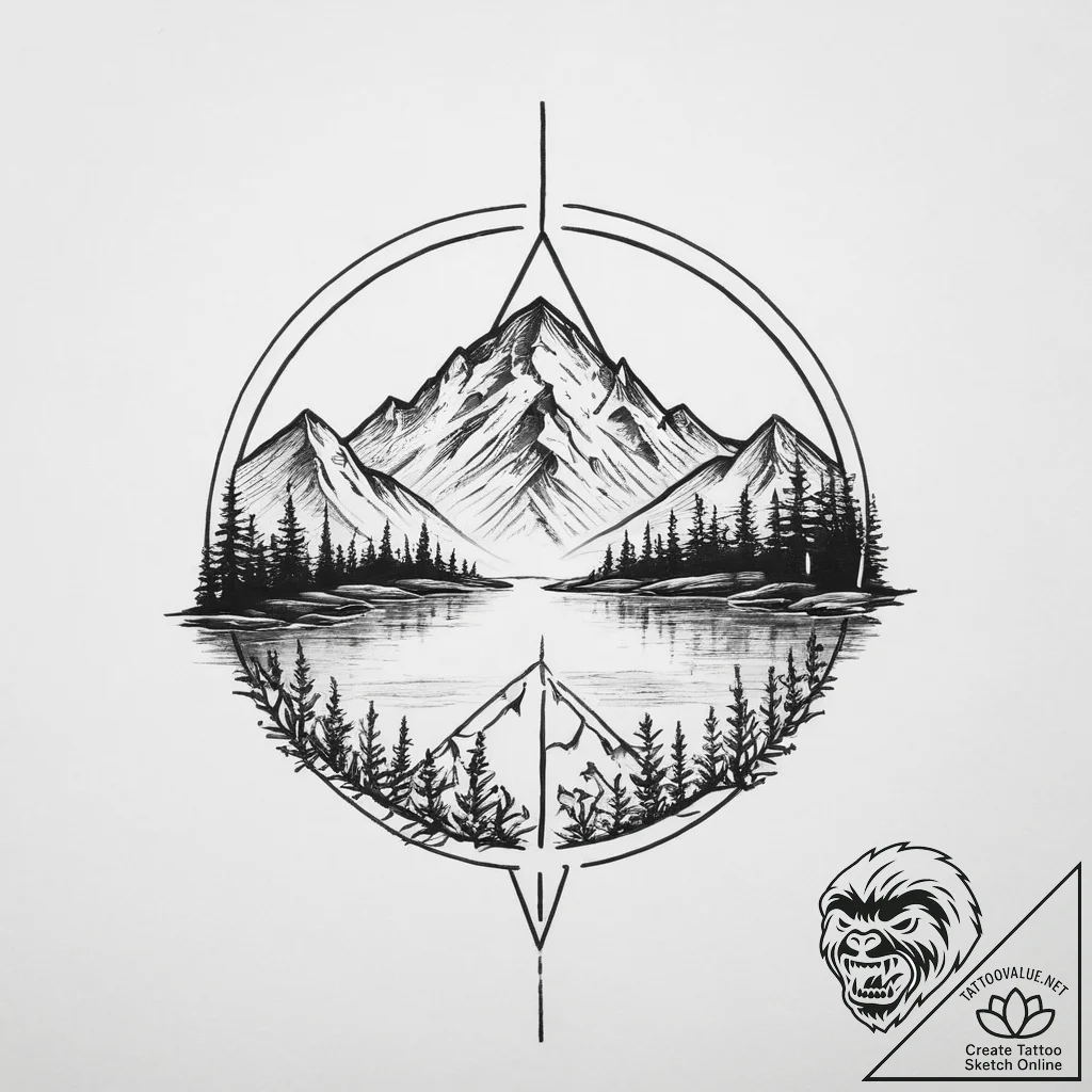 Tattoo sketch a "pause" symbol with a serene... - tattoo sketch (№1754048622_0, 01.08.2025 11:43) — tattoovalue.net