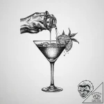 A close-up of a bartender pouring a craft coc… – tattoo sketch (№1754048829_0, 01.08.2025 11:47) — tattoovalue.net