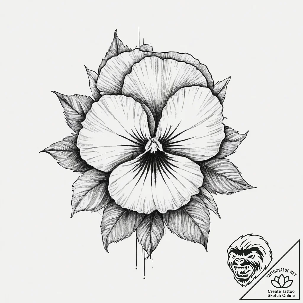 Pansy, tattoo sketch design, sketch tattoo st... - tattoo sketch (№1754049233_0, 01.08.2025 11:53) — tattoovalue.net
