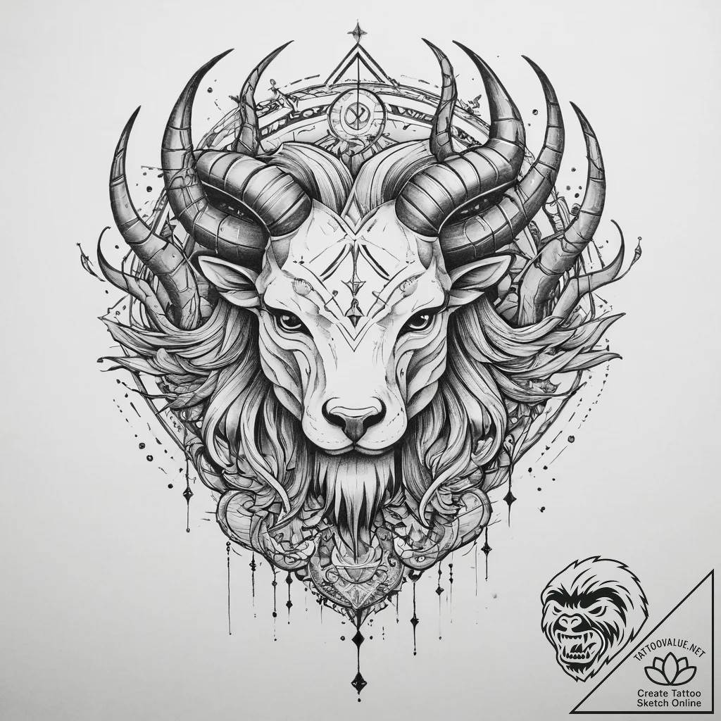 Tattoo design a zodiac symbol integrated into... - tattoo sketch (№1754049843_0, 01.08.2025 12:04) — tattoovalue.net
