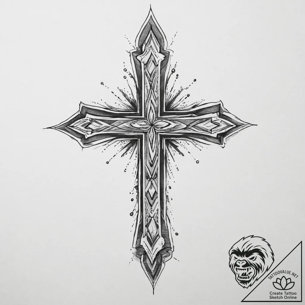 Crystal, tattoo sketch design, on a clean whi... - tattoo sketch (№1754050683_0, 01.08.2025 12:18) — tattoovalue.net