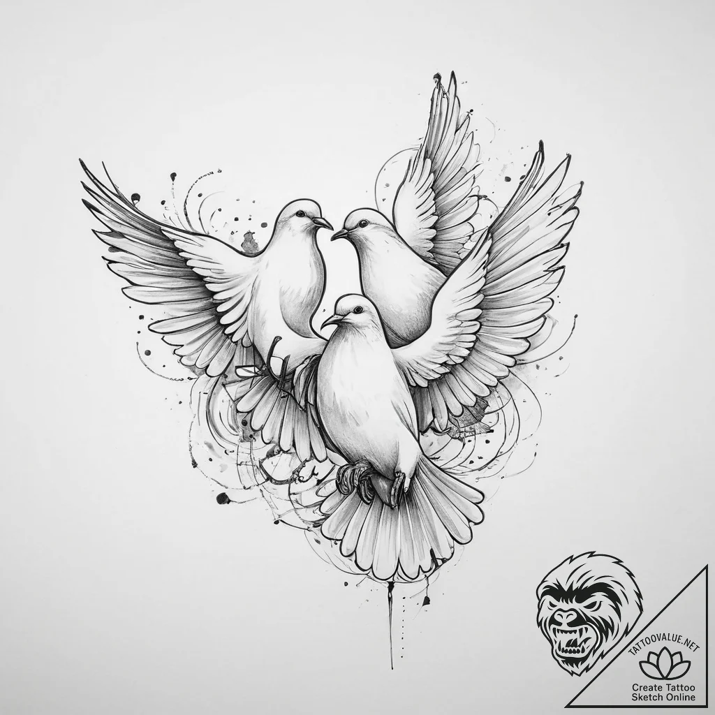 Doves - tattoo sketch (№1754050885_0, 01.08.2025 12:21) — tattoovalue.net