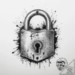 Tattoo design a padlock with a date engraved… – tattoo sketch (№1754051087_0, 01.08.2025 12:24) — tattoovalue.net