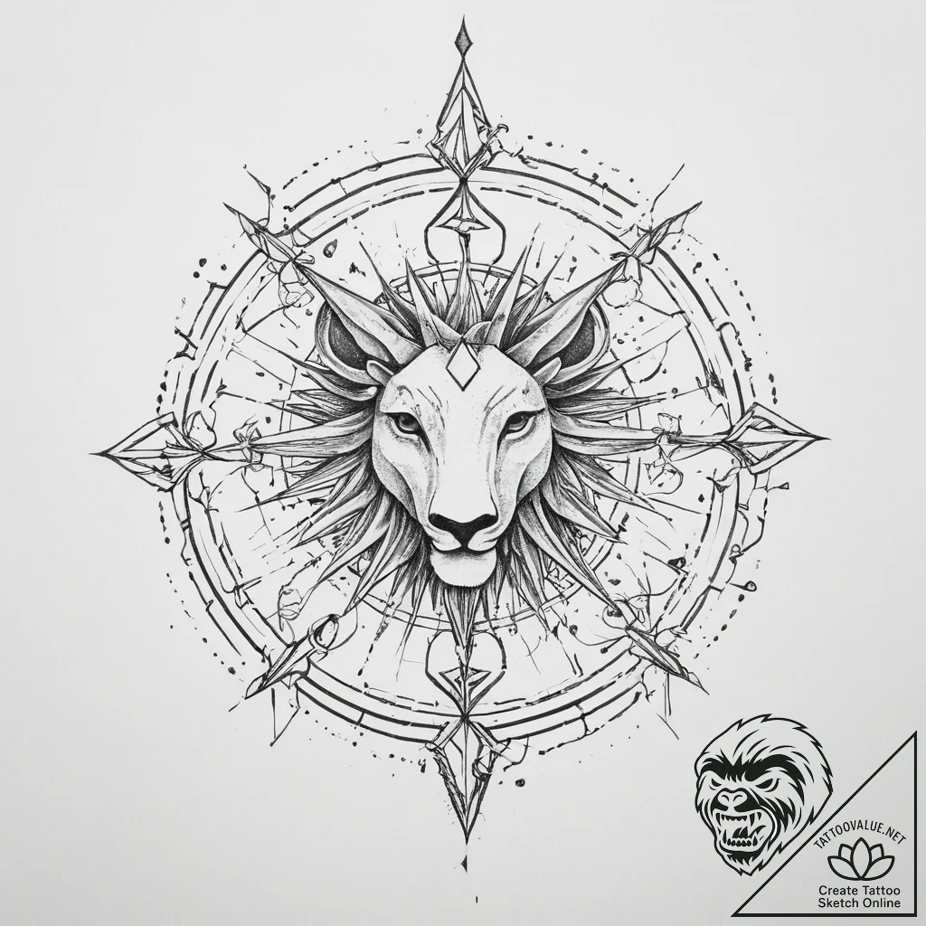 Tattoo sketch a zodiac glyph composed of shat... - tattoo sketch (№1754051696_0, 01.08.2025 12:34) — tattoovalue.net