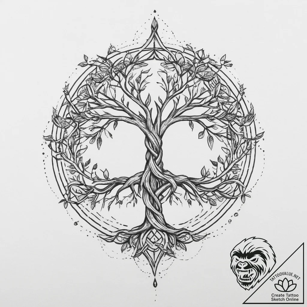 69. tattoo design: a "alatyr" rune appearing... - tattoo sketch (№1754052098_0, 01.08.2025 12:41) — tattoovalue.net