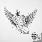 Tattoo sketch a runner’s shoe with wings. – tattoo sketch (№1754052500_0, 01.08.2025 12:48) — tattoovalue.net