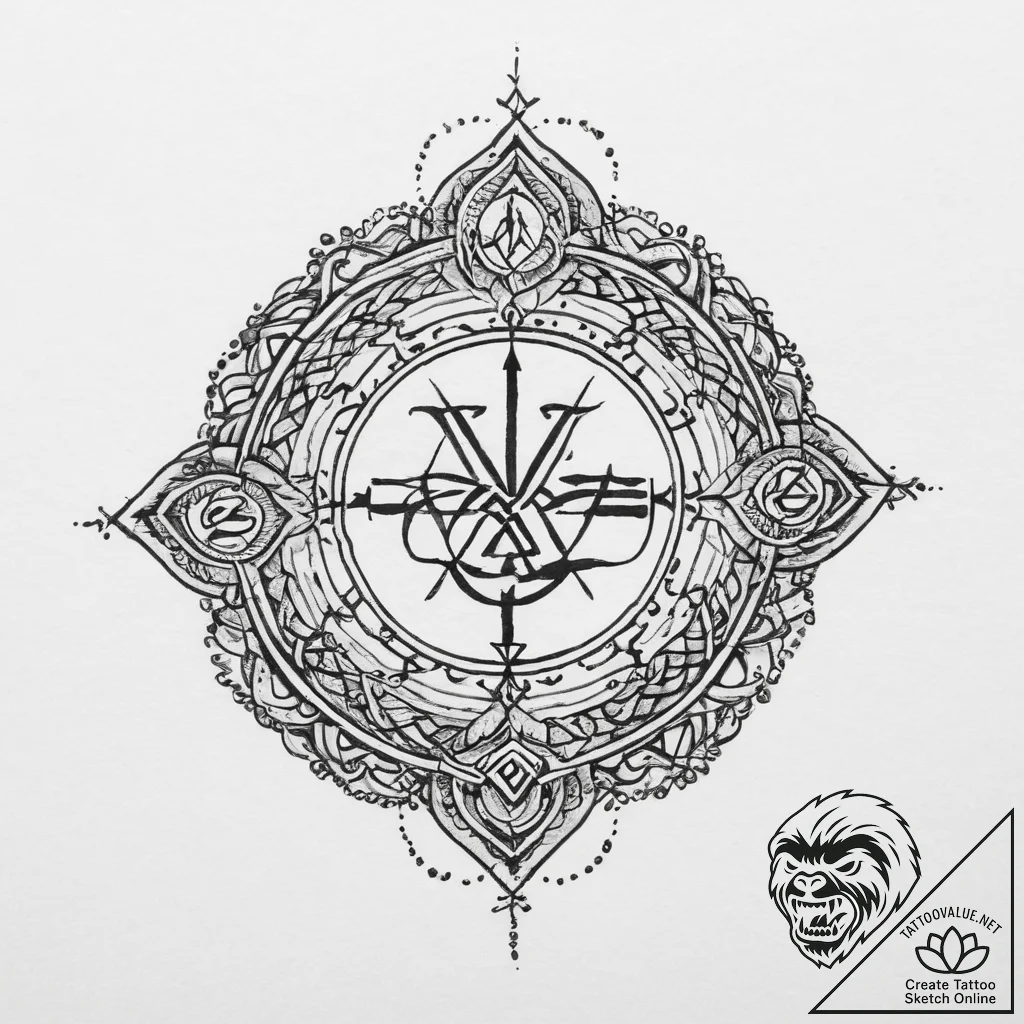 75. tattoo sketch: "raduga" rune surrounded b... - tattoo sketch (№1754052702_0, 01.08.2025 12:51) — tattoovalue.net