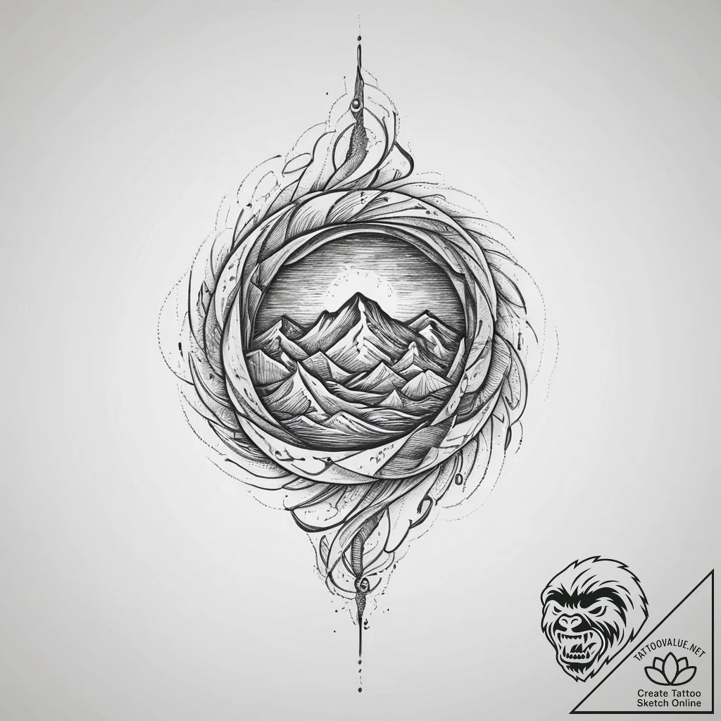 Tattoo sketch a powerful tremor rippling thro... - tattoo sketch (№1754053309_0, 01.08.2025 13:01) — tattoovalue.net