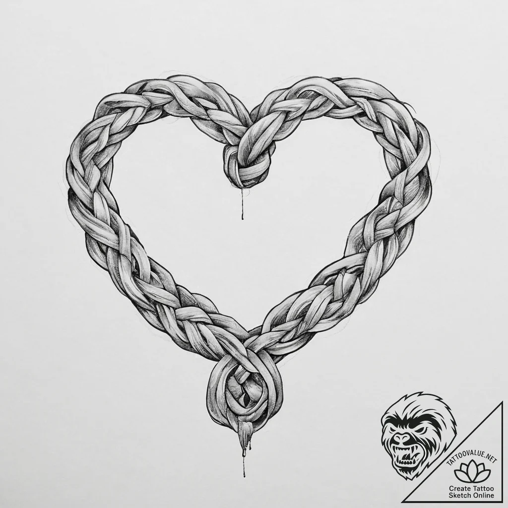 Tattoo sketch a heart with a subtle knot or b... - tattoo sketch (№1754053714_0, 01.08.2025 13:08) — tattoovalue.net