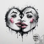 Kiss, artistic tattoo sketch, watercolor tatt… – tattoo sketch (№1754053913_0, 01.08.2025 13:11) — tattoovalue.net