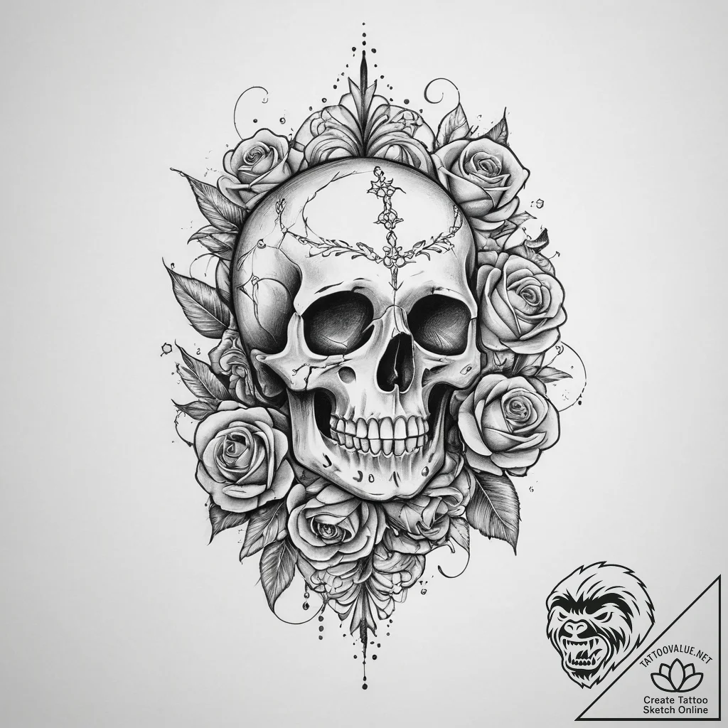 Tattoo design a mind shielded by a powerful a... - tattoo sketch (№1754055941_0, 01.08.2025 13:45) — tattoovalue.net