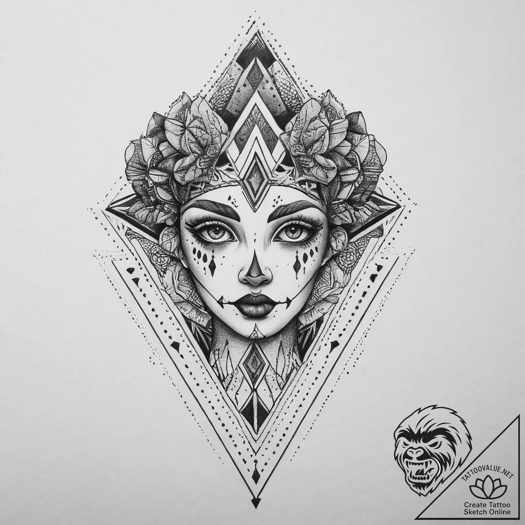 Harlequin, tattoo flash sheet design, black a... - tattoo sketch (№1754057383_0, 01.08.2025 14:09) — tattoovalue.net