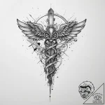 Caduceus, tattoo drawing outline, fine lines,… – tattoo sketch (№1754057992_0, 01.08.2025 14:19) — tattoovalue.net