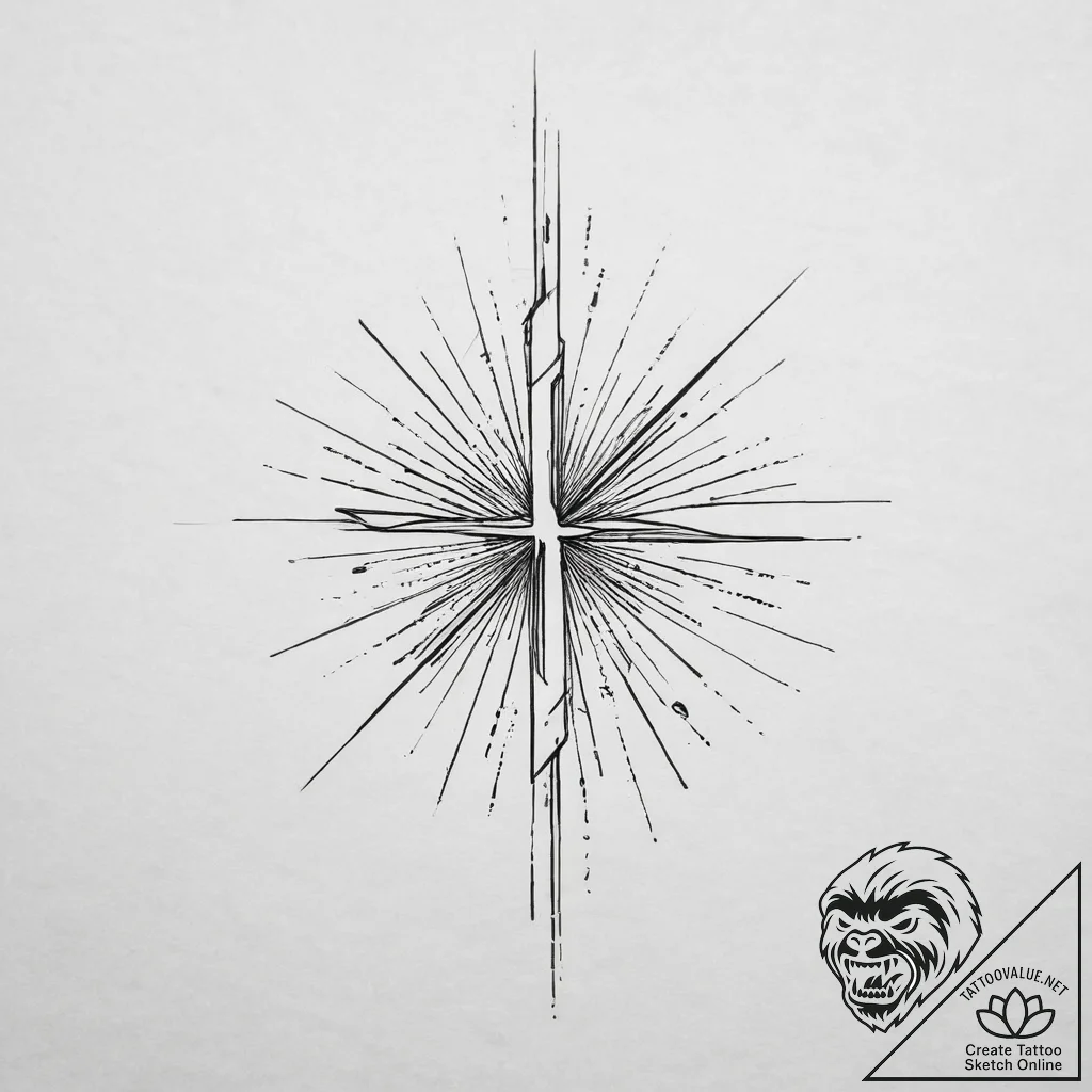 Tattoo sketch a delicate "light beam" passing... - tattoo sketch (№1754058401_0, 01.08.2025 14:26) — tattoovalue.net