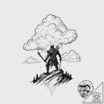 Tattoo design: a silhouette of perun standing… – tattoo sketch (№1754058610_0, 01.08.2025 14:30) — tattoovalue.net
