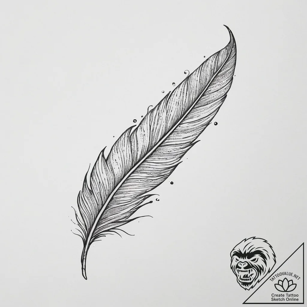 Tattoo sketch a small, elegant feather on the... - tattoo sketch (№1754059421_0, 01.08.2025 14:43) — tattoovalue.net