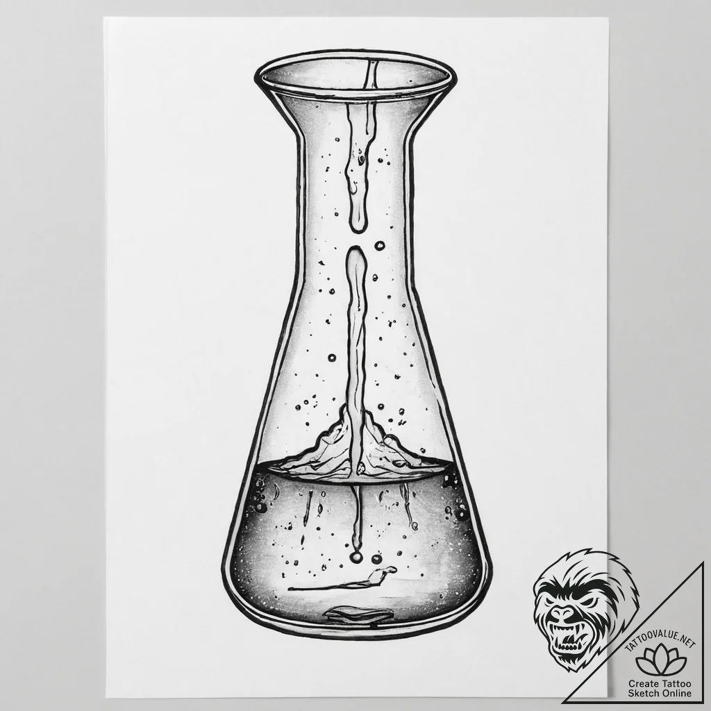 Tattoo design a futuristic laboratory beaker... - tattoo sketch (№1754059621_0, 01.08.2025 14:47) — tattoovalue.net