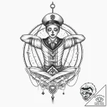 A marionette with cut strings, ink illustrati… – tattoo sketch (№1754059832_0, 01.08.2025 14:50) — tattoovalue.net