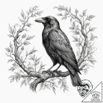 Tattoo sketch a raven or crow perched on a gn… – tattoo sketch (№1754060243_0, 01.08.2025 14:57) — tattoovalue.net