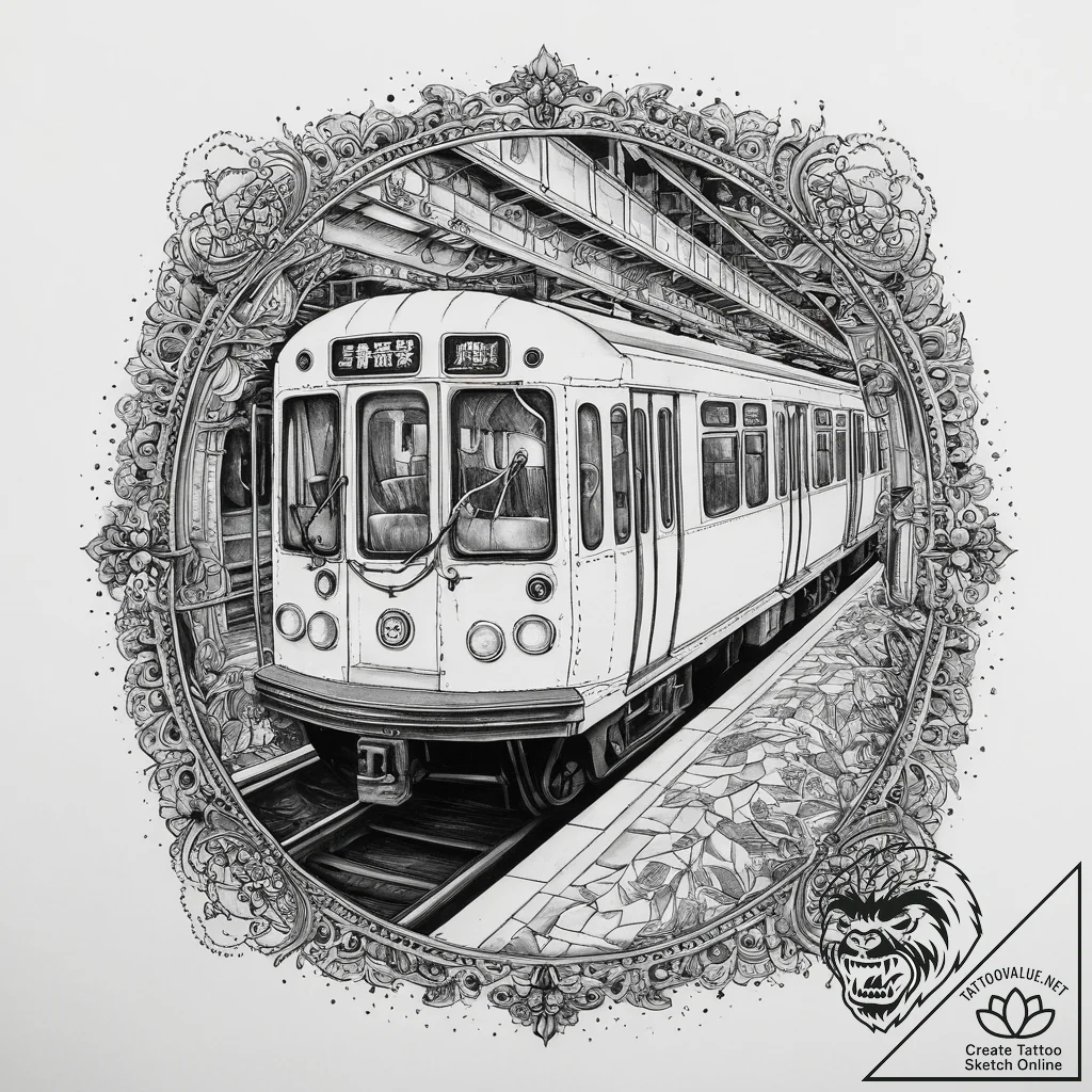 The interior of a subway car during rush hour... - tattoo sketch (№1754061049_0, 01.08.2025 15:10) — tattoovalue.net