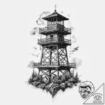 Tattoo sketch a stylized watchtower standing… – tattoo sketch (№1754061249_0, 01.08.2025 15:14) — tattoovalue.net