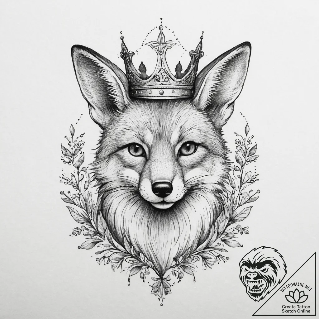 Tattoo design a whimsical animal (e.g., a fox... - tattoo sketch (№1754061450_0, 01.08.2025 15:17) — tattoovalue.net