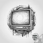 Tattoo design a stylized gaming monitor with… – tattoo sketch (№1754062258_0, 01.08.2025 15:30) — tattoovalue.net