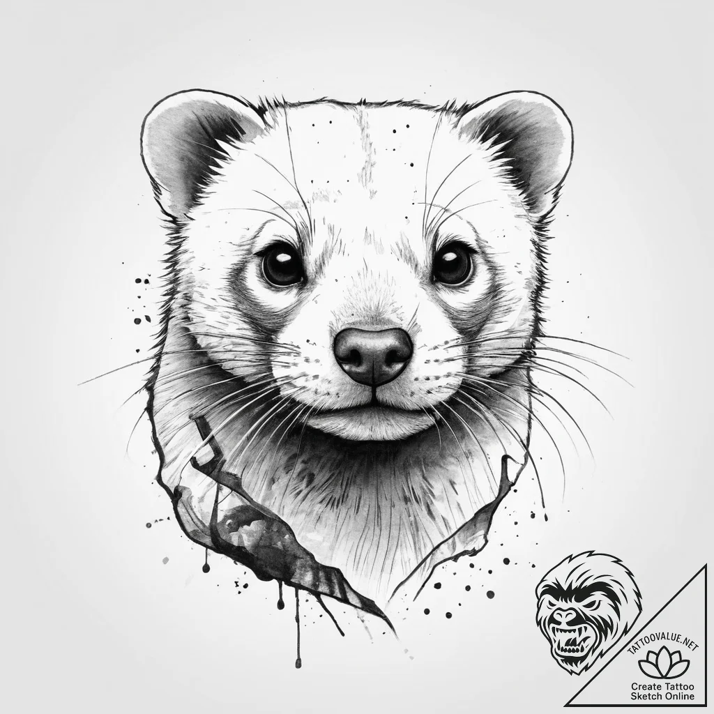 Ferret, tattoo sketch design, rough sketchy l... - tattoo sketch (№1754062659_0, 01.08.2025 15:37) — tattoovalue.net