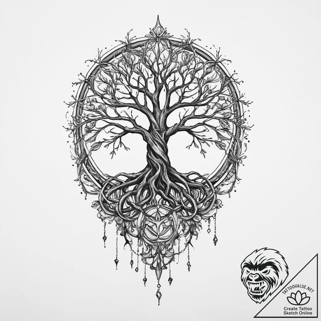 The erdtree from elden ring, artistic tattoo... - tattoo sketch (№1754063687_0, 01.08.2025 15:54) — tattoovalue.net