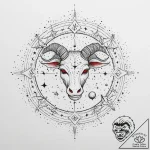 Tattoo design a zodiac glyph composed of tiny… – tattoo sketch (№1754065138_0, 01.08.2025 16:18) — tattoovalue.net