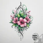 Tattoo sketch: watercolor splashes of pink, g… – tattoo sketch (№1754065339_0, 01.08.2025 16:22) — tattoovalue.net