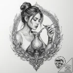 A glassblower shaping molten glass., concept… – tattoo sketch (№1754065747_0, 01.08.2025 16:29) — tattoovalue.net
