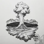 The geysers of yellowstone national park erup… – tattoo sketch (№1754066773_0, 01.08.2025 16:46) — tattoovalue.net