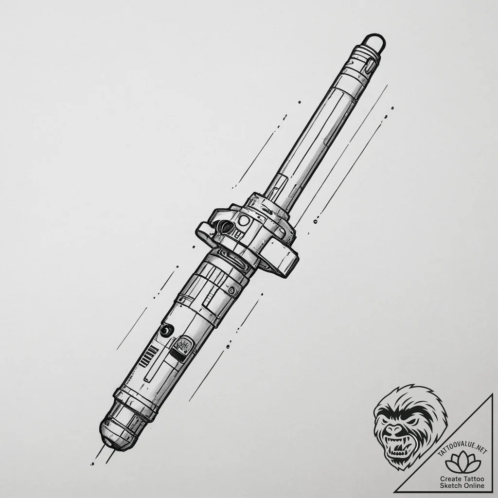 A lightsaber, tattoo sketch design, bold outl... - tattoo sketch (№1754066978_0, 01.08.2025 16:49) — tattoovalue.net